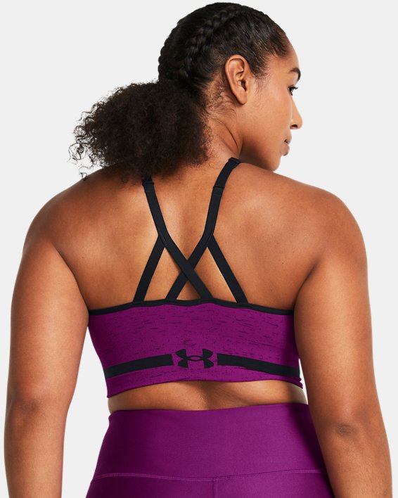 Women's UA Seamless Low Long Heather Sports Bra in Purple image number 6